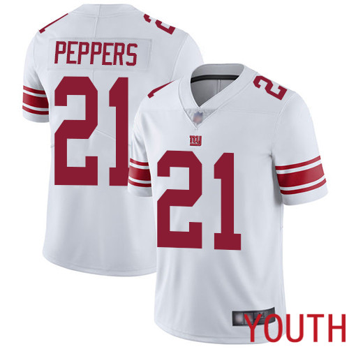 Youth New York Giants #21 Jabrill Peppers White Vapor Untouchable Limited Player Football NFL Jersey->youth nfl jersey->Youth Jersey